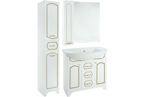 Мебель для ванной Bellezza Тиффани 85 белая, патина золото - 2