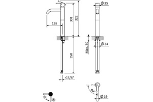 LEAF-LC2-NOP Смеситель для раковины однорычажный, с донным клапаном, исполнение черный матовый - 2