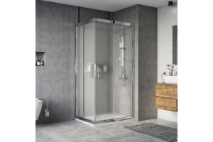 Душевой уголок STWORKI Карлстад DE019RC80100200BLK 100x80 см профиль хром глянец, стекло матовое