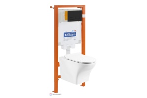 Комплект унитаза с инсталляцией BelBagno Kraft с сиденьем микролифт и кнопкой смыва черный матовый - 2