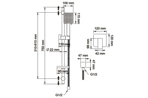 Swedbe Platta Душевой комплект со встроенным смесителем с монтажным боксом, цвет: черный 5553B - 3