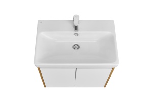 Тумба с раковиной Aquaton Сканди Doors 70 белый - светлое дерево - 3