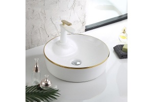 Раковина накладная CeramaLux NC 43 см белый/золото (D1306H011) - 2
