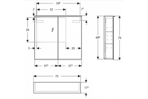 Шкаф зеркальный Option PLUS с подсветкой 750х700 Geberit 500.206.00.1 - 2
