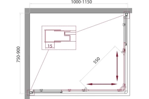 Душевой уголок BelBagno Unique 115x90 профиль хром стекло матовое - 2