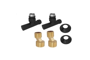 Комплект 2шт.: вентиль круглый г/ш 3/4х1/2, эксцентрик 3/4х1/2, отражатель 3/4, цвет черный муар