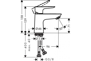 Смеситель для раковины 80, однорычажный, со сливным клапаном push-open Hansgrohe 71701000 - 2