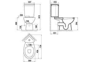 Чаша для унитаза-компакта Creavit Corner SD310 с биде - 3