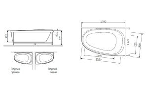 W80A-170L110W-R Like, каркас 170х110 см, левосторонний, шт - 3