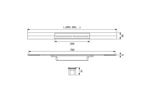 Профиль для душа TECEdrainprofile, 800 мм, PVD Brushed stainless steel, black / сатин, черный - 2