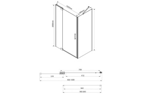 Душевой уголок Vincea Extra 100х90 черный стекло прозрачное - 2