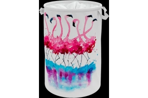 Корзина для белья Wasserkraft Lossa  рисунок белый - розовый