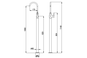 SE925.5Z SEINA - смеситель для умывальника на высокой ножке, ЦВЕТ ЗОЛОТО - 2