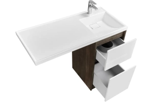 Тумба с раковиной Aquaton Лондри 40 темное дерево-белый - 3