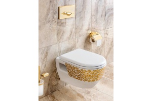 Чаша для унитаза подвесного Creavit TP325 золото, цветы - 2