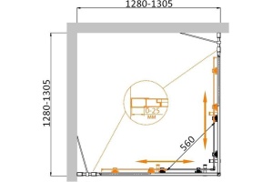 Душевой уголок Cezares Molveno 130х130 хром стекло прозрачное - 3