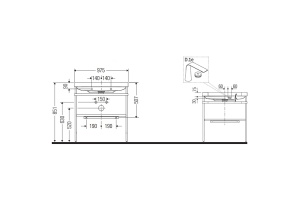 Duravit Happy D.2 Plus Консоль напольная с умывальником 975х490х850 мм, с 1 отв под смесит,1 полка, вып. и сифон в комплекте, цвет Графит суперматовый - 2
