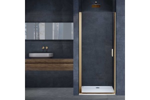 Душевая дверь в нишу Vincea Alpha 90х195 профиль брашированное золото стекло прозрачное 