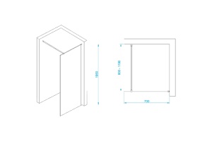 Душевая перегородка RGW Walk In WA-002B 70х195 профиль черный стекло матовое - 3