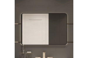 Зеркало DIWO Кострома 100 черное, с подсветкой светодиодной, инфракрасный выключатель, прямоугольное