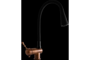 Смеситель для кухни Rav Slezak Labe с гибким изливом черный матовый - бронза