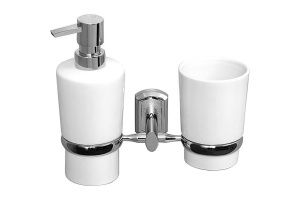 Стакан для зубных щеток и дозатор Wasserkraft хром - белый