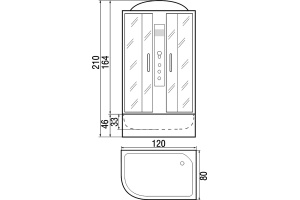 Душевая кабина с поддоном River Dunay 120/80/44 MT R (10000000125) - 3