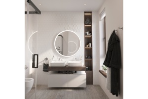 Мебель для ванной STWORKI Ольборг 120 столешница дуб карпентер, без отверстий, 2 тумбы 60 + 2 раковины STWORKI Soul 1 белой - 2