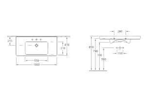 Мебельная раковина Villeroy & Boch Subway 2.0 100 см (7175A001) - 3