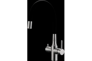 Смеситель для кухни Paulmark Salix с гибким изливом сталь - черный матовый