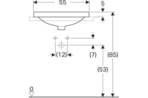 500.720.01.2 VariForm Раковина встраиваемая в столешницу овальной формы, 55х45 см, с отв. под смеситель, с отв. перелива - 2