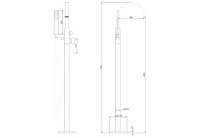 Смеситель напольный Abber Wasserfall черный, матовый (AF8615B) - 3