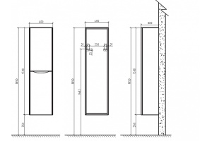 Шкаф-пенал Belbagno Ancona-n 150х40 Rovere Bianco (ANCONA-N-1500-2A-SC-WO-L) - 2