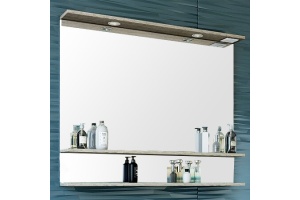 Зеркало Sanflor Бруно 105 белое, орегон с подсветкой