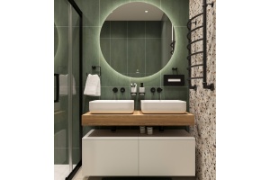 Столешница STWORKI Ольборг 120 дуб французский, без отверстий, 2 тумбы 60 + 2 раковины STWORKI Soul 1 белой - 2