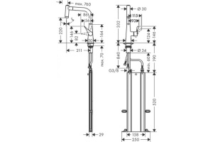 Кухонный смеситель Hansgrohe Metris M71 однорычажный, 220, с вытяжным душем, 2jet, хром 73800000 - 2