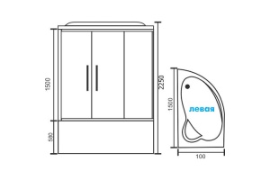 Душевой бокс Royal Bath ALP 150х100 L профиль белый стекло матовое с гидромассажем  - 3