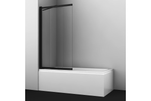 Шторка на ванну Wasserkraft Main 100х140 профиль черный стекло прозрачное