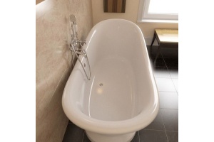 Ванна из искусственного камня Фэма Габриэлла белая на подиуме - 3