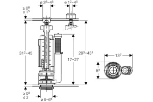 Запасной сливной клапан Typ290, двойной смыв - 2