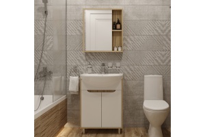 Мебель для ванной DIWO Углич 60 в скандинавском стиле, белый, под дерево