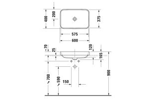 Duravit Happy D.2 Plus Раковина  600х400мм, без перелива,с выпуском с керамической крышкой цвет Anthracite matt/белый - 2