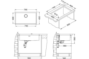 Мойка кухонная Alveus Quadrix Monarch 60 антрацит - 3