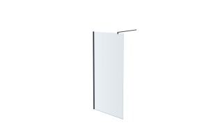 AQ WIW 08020BL Душевая перегородка Walk in с держателем 800x2000 профиль черный, стекло прозрачное