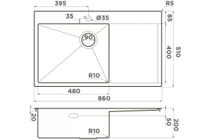 Мойка кухонная Omoikiri Akisame светлое золото (4997045) - 2