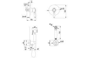 Смеситель Lemark Villa LM4819C с гигиеническим душем, встраиваемый, хром - 2