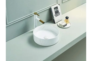 Раковина накладная CeramaLux MNC 36.5 см под камень/белый, серый (C1112) - 2