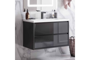 Тумба с раковиной AQUATON Римини New 80 черная