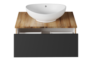 Тумба под раковину Misty Ива 80 темное дерево - черный - 2