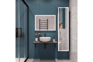 Столешница с раковиной DIWO Элиста 80 чёрный мрамор, с раковиной Moduo 40 RING - 2